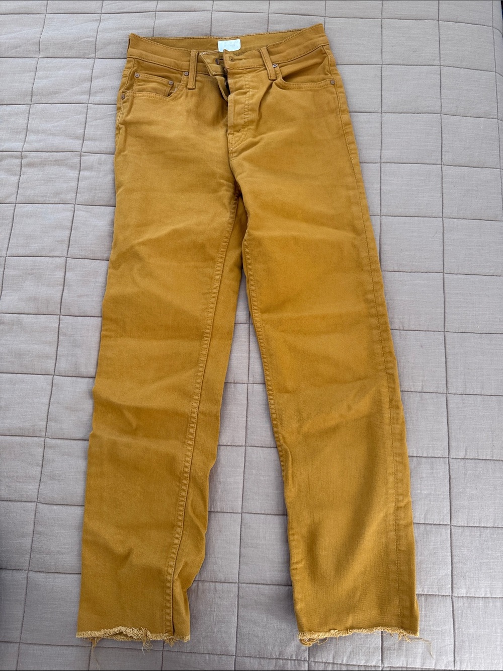 MOTHER Mustard Yellow Cropped Ankle Jeans